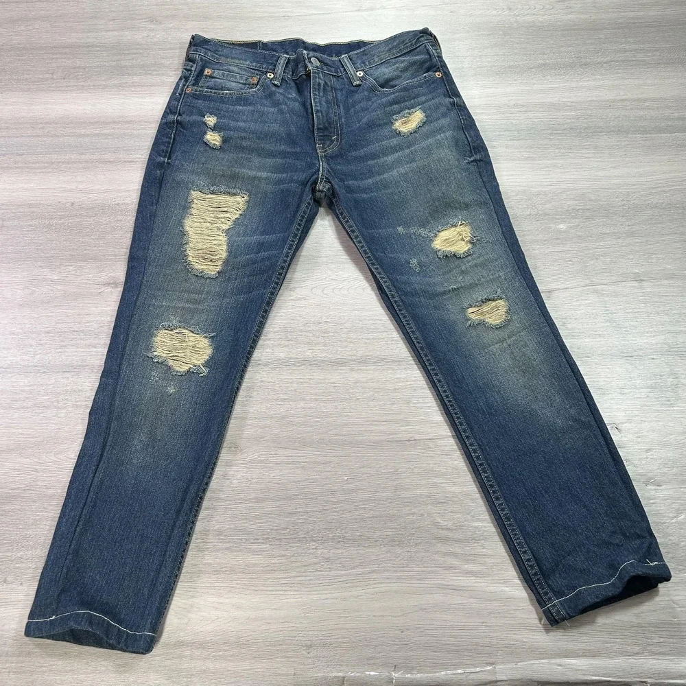 Levis 511 Jeans Mens 33x26 Blue Distressed Slim Fit‎ Denim Ripped Stretch Pants